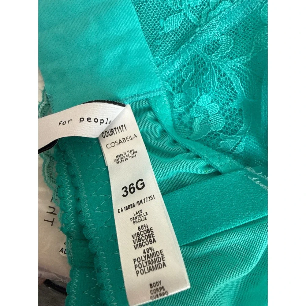 Cosabella Courtney Underwire Demi Bra Teal Lace Made in Italy NEW 36 G